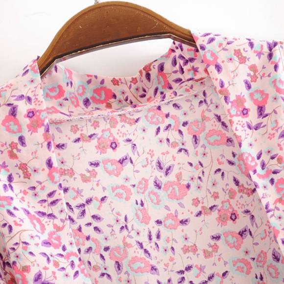 boho floral print kimono cover up belted beach - Picture 4 of 6